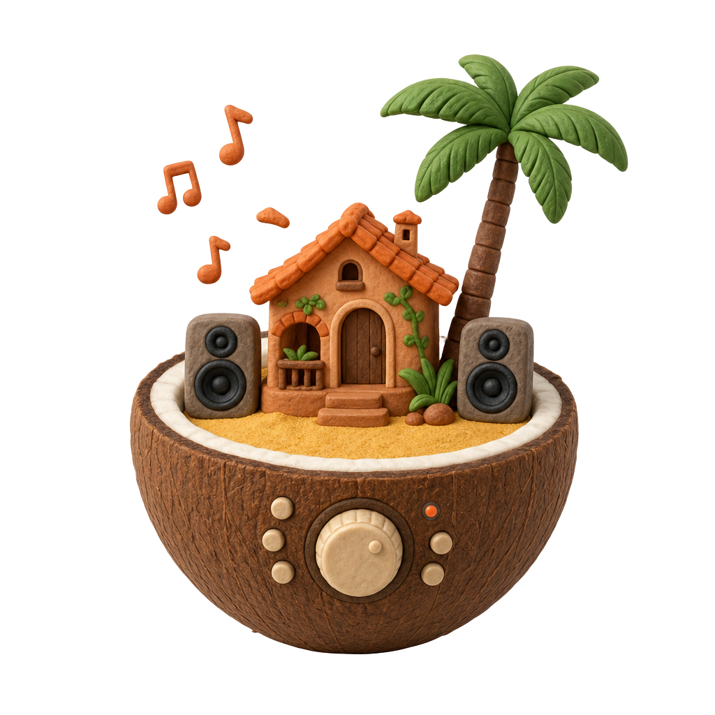 Coconut Radio illustrated coconut island
